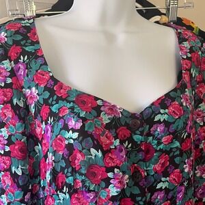 VIntage 90s Paris Blues Floral Print Jumpsuit Lightweight Cottagecore Retro M